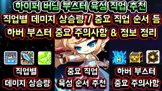 [메이플스토리 맑음] 하이퍼 버닝 부스터 직업 추천! / 직업별 데미지 상승량 / 중요 직업 육성 순서 등 / 하이퍼 버닝 부스터 중요 주의사항 & 정보 총정리