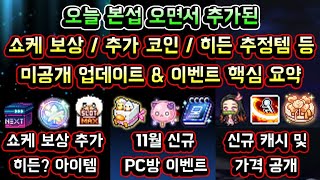 [메이플스토리 맑음] 오늘 본섭 오면서 추가된 / 쇼케…